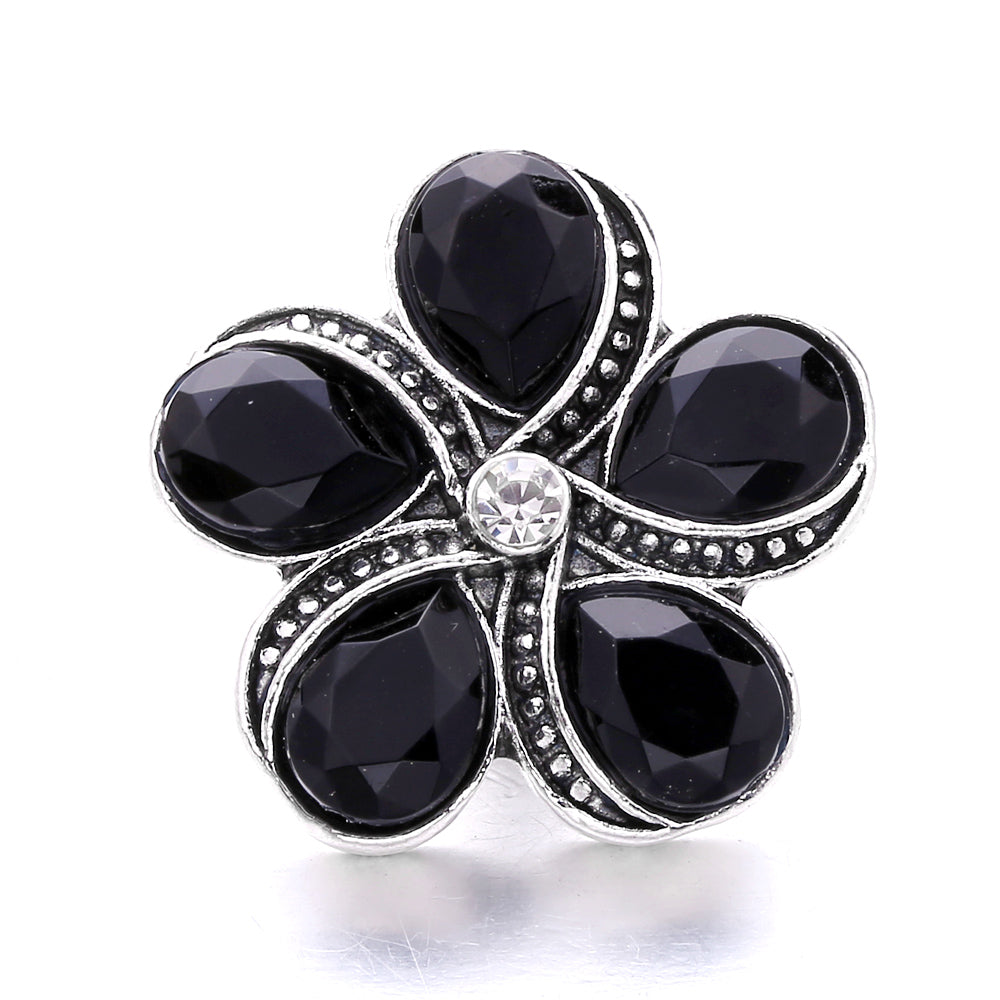 Black Rhinestone Snap Button Charms for DIY Jewelry