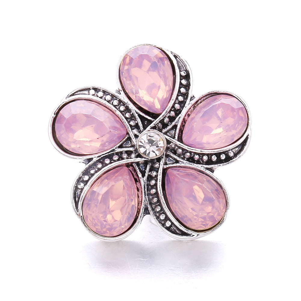 Vintage Pink Rhinestone 18mm Snap Charm | Retro Interchangeable Jewelry Charm