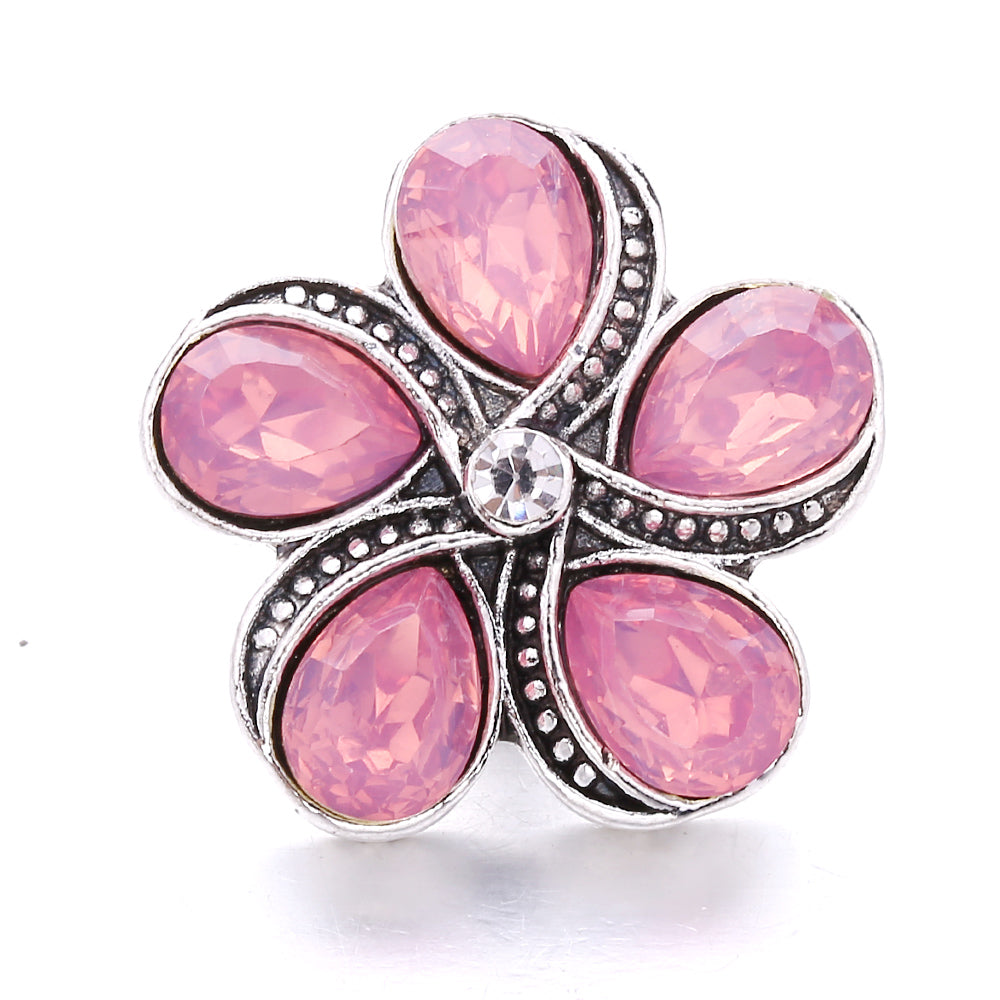 18mm Pink Rhinestone Snap Charm | Interchangeable Crystal Jewelry Charm