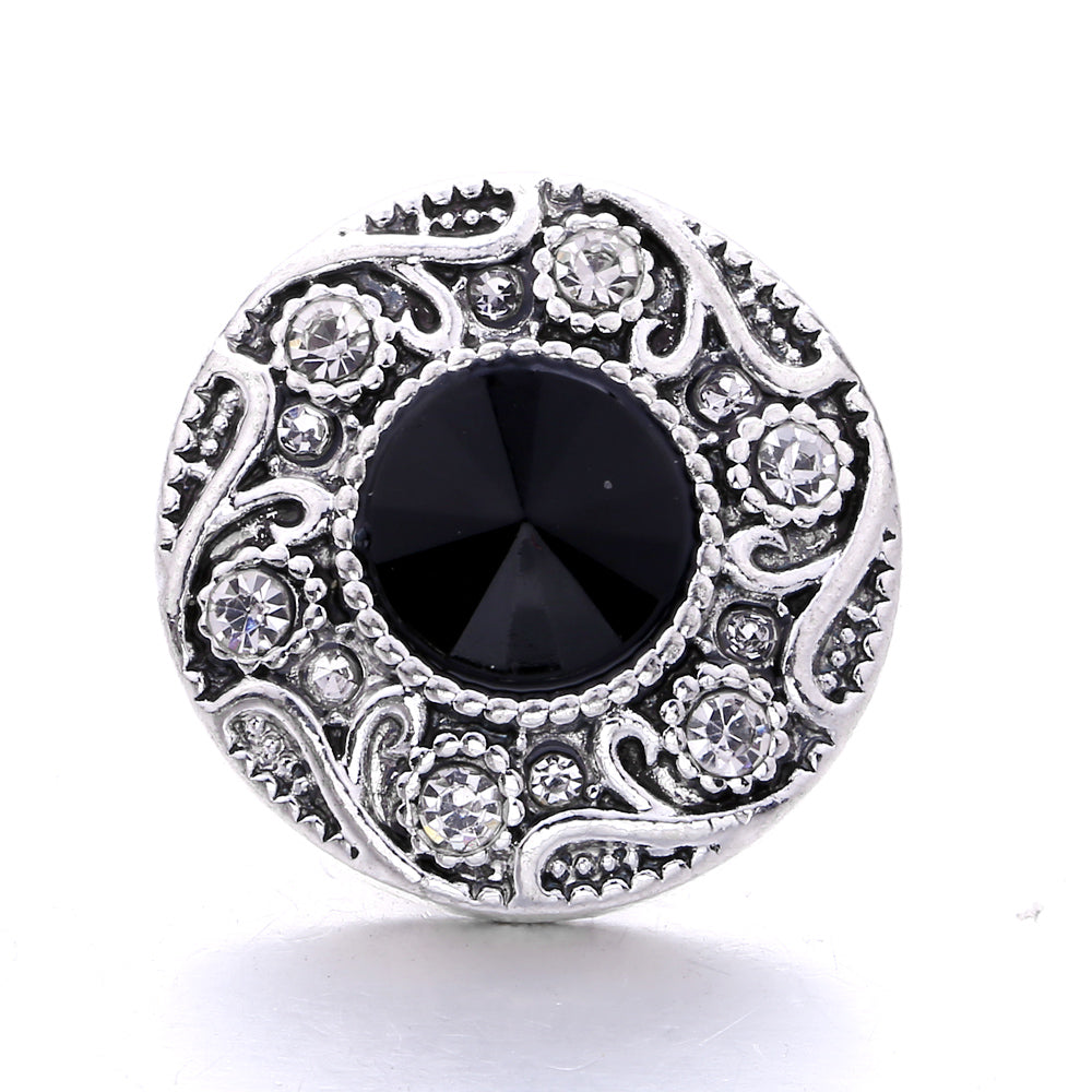 Black Rhinestone Snap Button Charms for DIY Jewelry