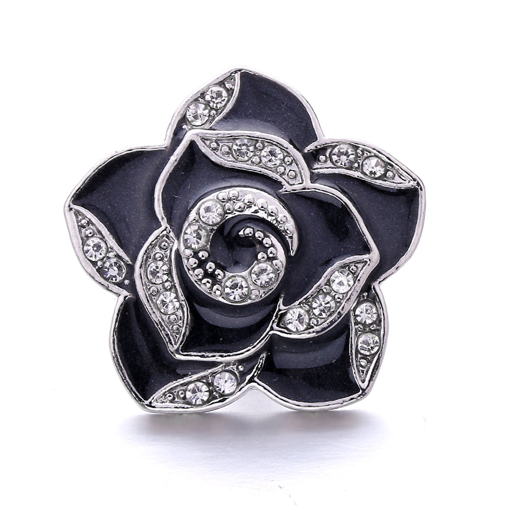 Black Rhinestone Snap Button Charms for DIY Jewelry