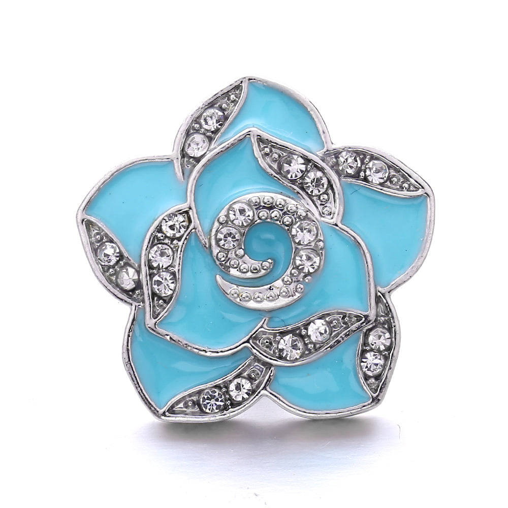 18mm Blue Rhinestone Interchangeable Snap Charm | Snap Jewelry