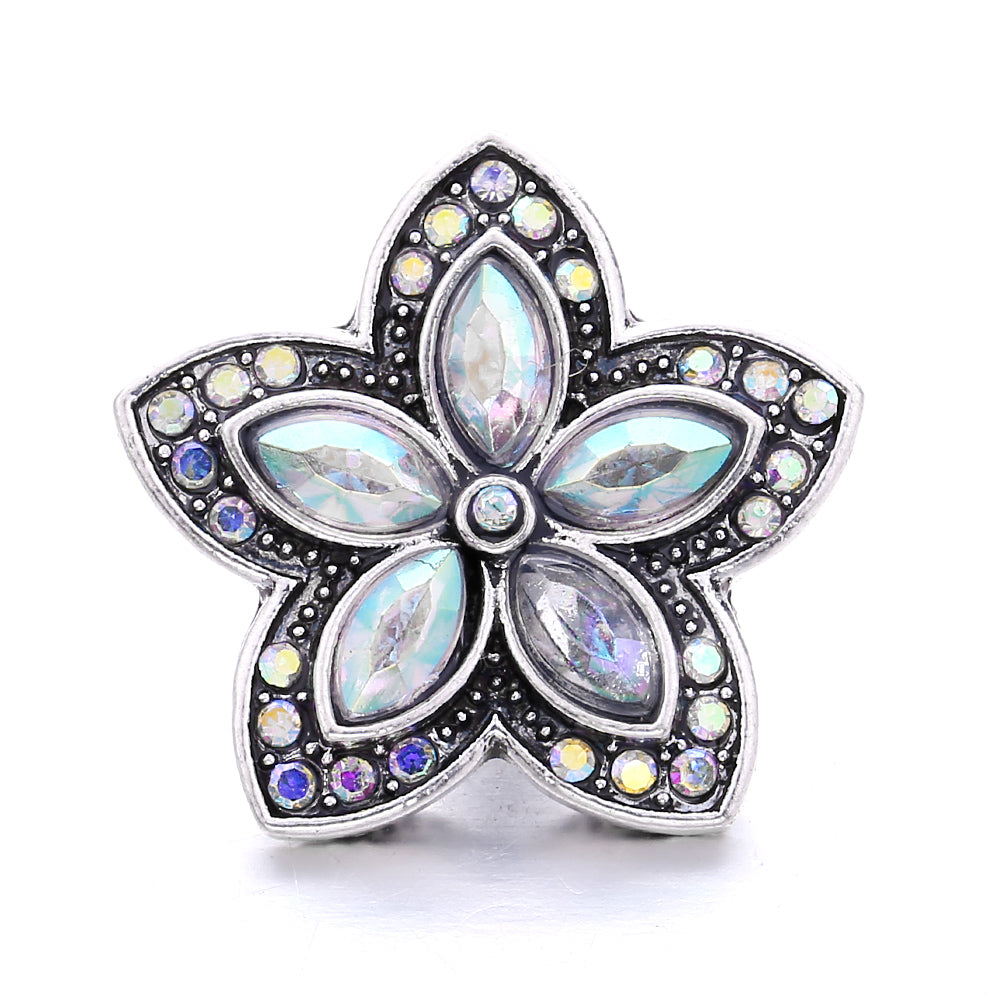 Shiny Rhinestone Inlaid 18mm Snap Button Charm Zinc Alloy Charms
