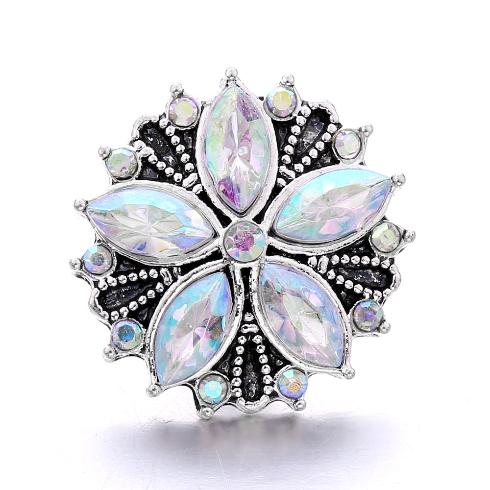 Shiny Rhinestone Inlaid 18mm Snap Button Charm Zinc Alloy Charms