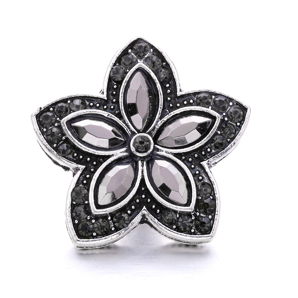 Black Rhinestone Snap Button Charms for DIY Jewelry