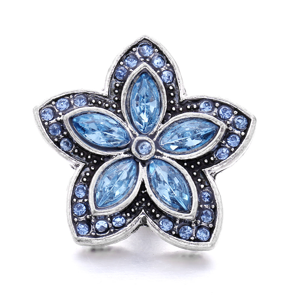 18mm Blue Rhinestone Interchangeable Snap Charm | Snap Jewelry