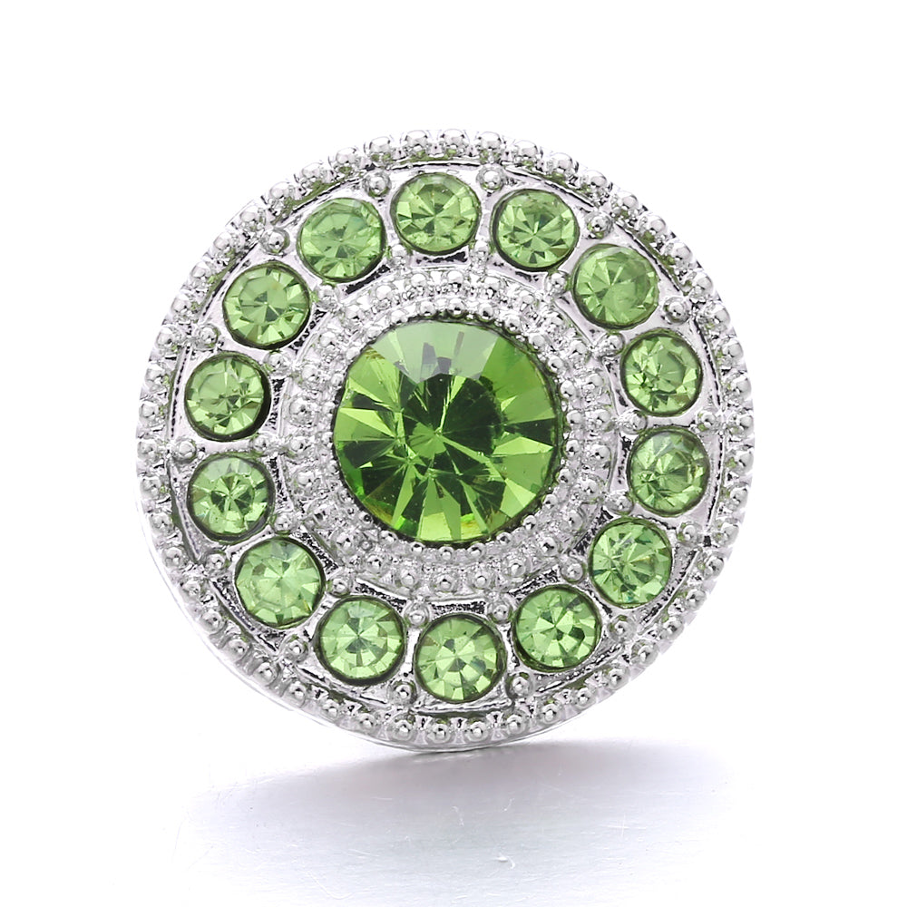 18mm Forest Green Rhinestone Snap  Charm | Interchangeable Jewelry Charm