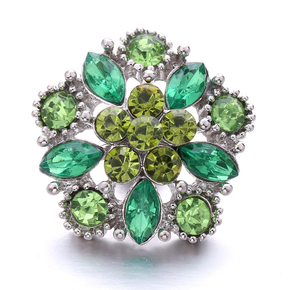 18mm Forest Green Rhinestone Snap  Charm | Interchangeable Jewelry Charm