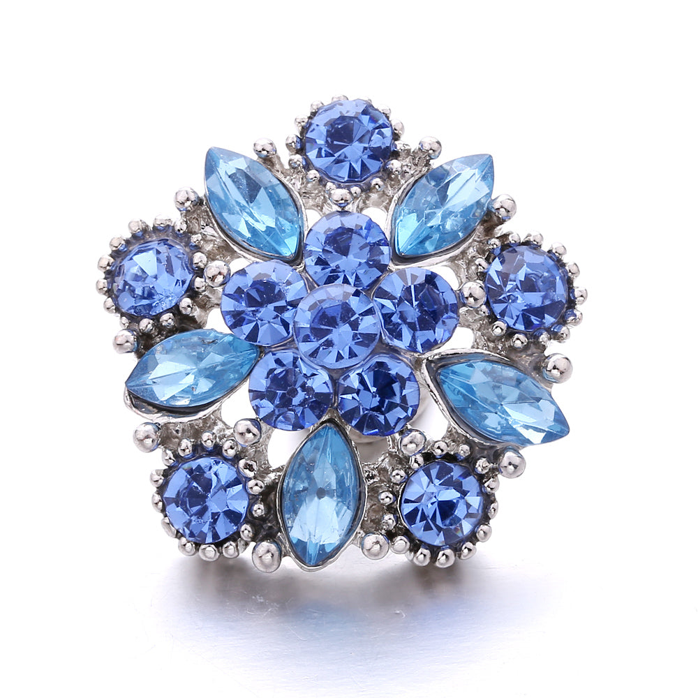 18mm Blue Rhinestone Interchangeable Snap Charm | Snap Jewelry