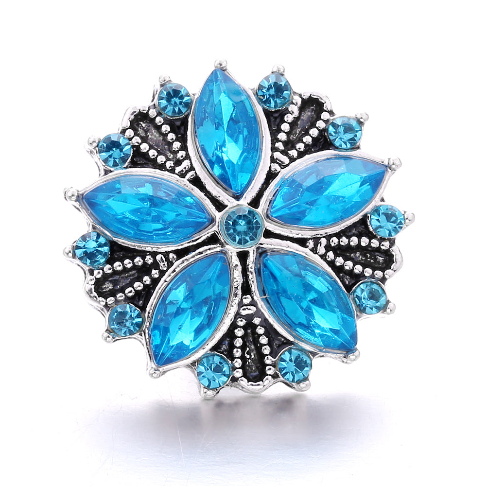 18mm Blue Rhinestone Interchangeable Snap Charm | Snap Jewelry