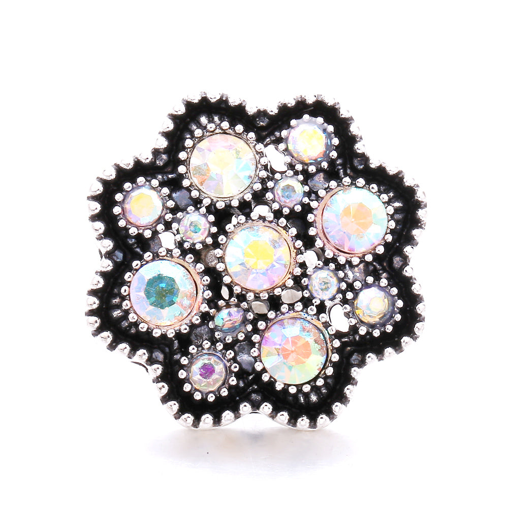 Shiny Rhinestone Inlaid 18mm Snap Button Charm Zinc Alloy Charms
