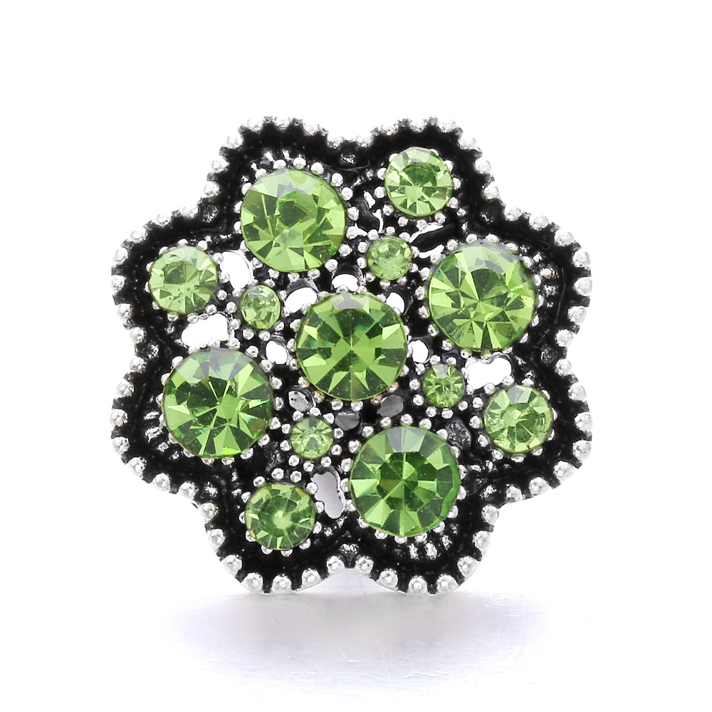 18mm Forest Green Rhinestone Snap  Charm | Interchangeable Jewelry Charm