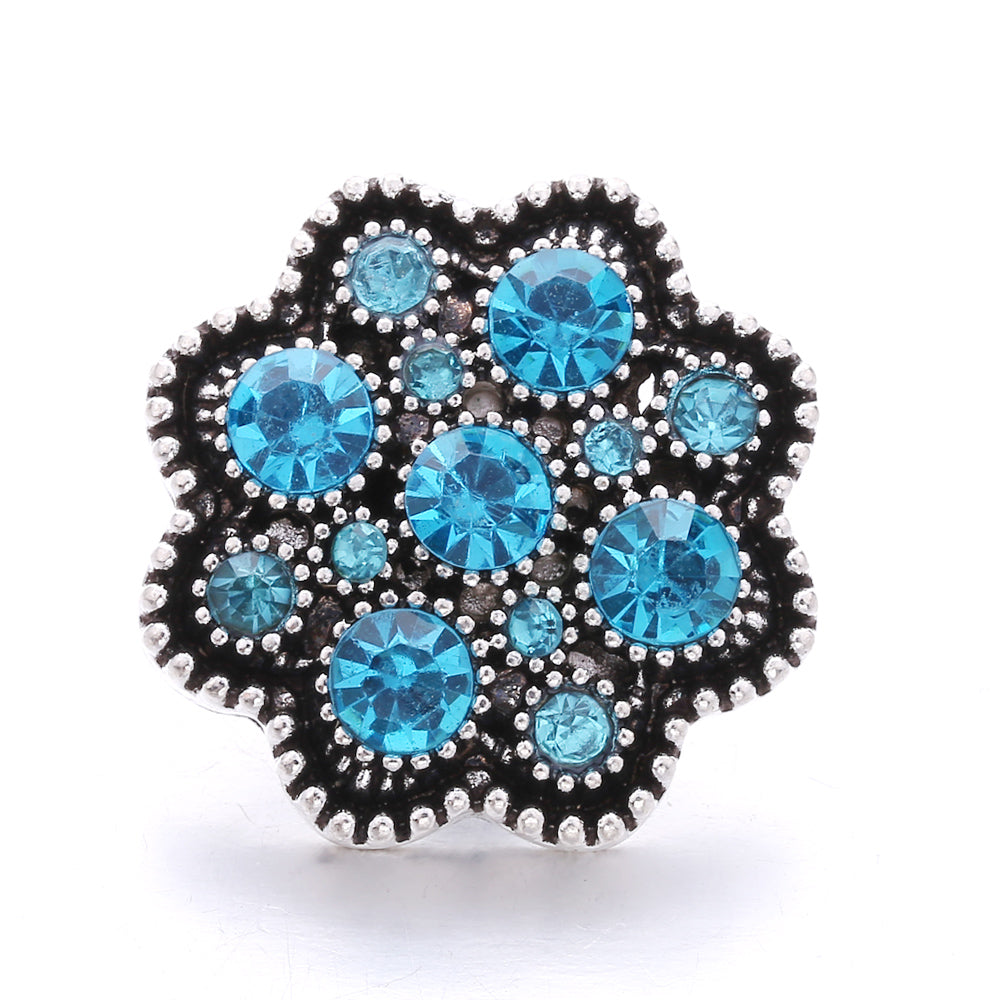 18mm Blue Rhinestone Interchangeable Snap Charm | Snap Jewelry