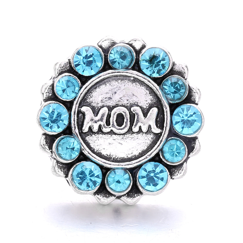 18mm Blue Rhinestone Interchangeable Snap Charm | Snap Jewelry