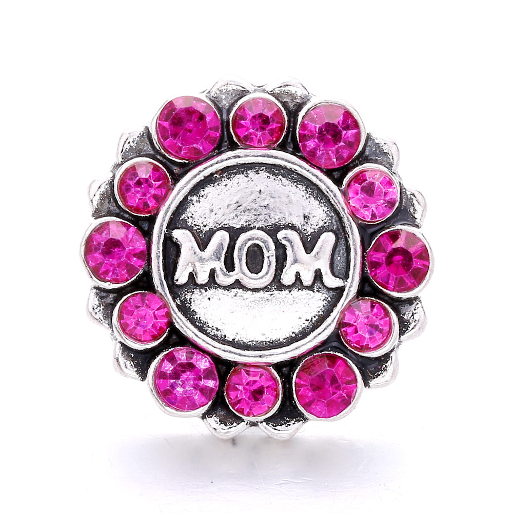18mm Pink Rhinestone Snap Charm | Interchangeable Crystal Jewelry Charm