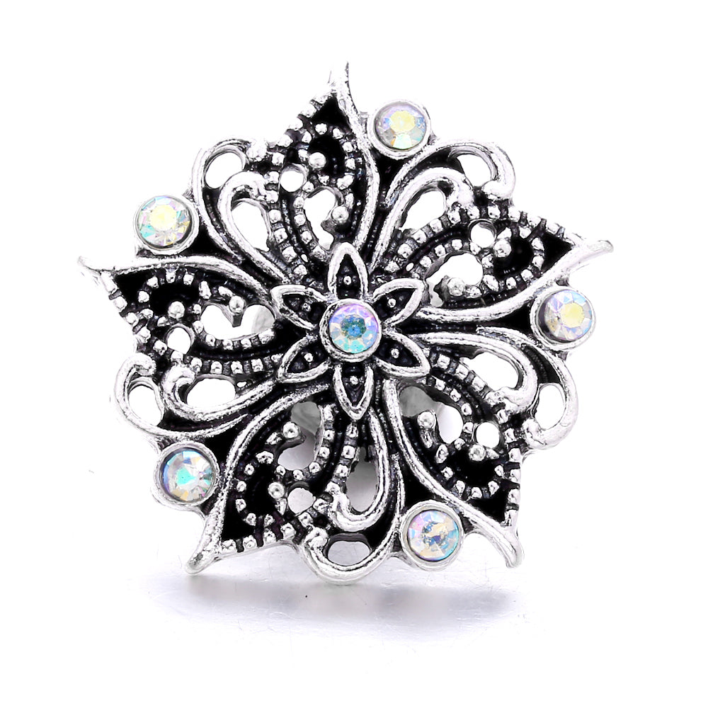 Shiny Rhinestone Inlaid 18mm Snap Button Charm Zinc Alloy Charms