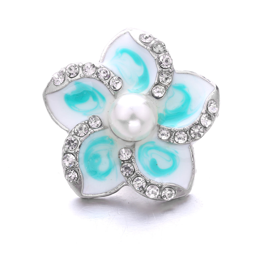 18mm Blue Rhinestone Interchangeable Snap Charm | Snap Jewelry