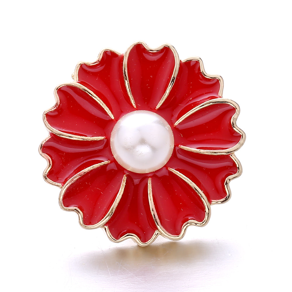 Interchangeable 18mm Pearl Snap Charms with Floral Rhinestone Designs
