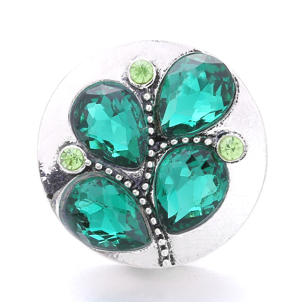 18mm Emerald Green Rhinestone Snap Button Charm | Interchangeable Charm for Bracelet & Necklace