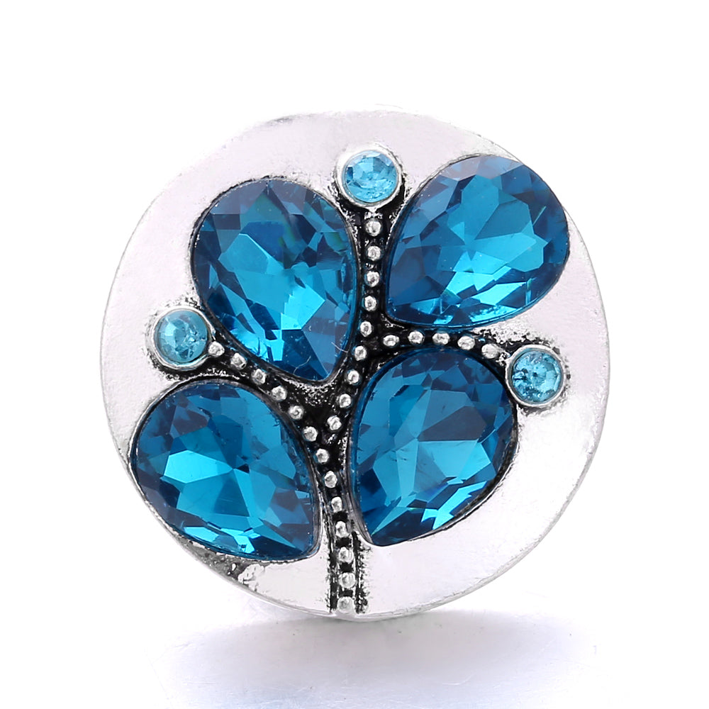 18mm Blue Rhinestone Interchangeable Snap Charm | Snap Jewelry