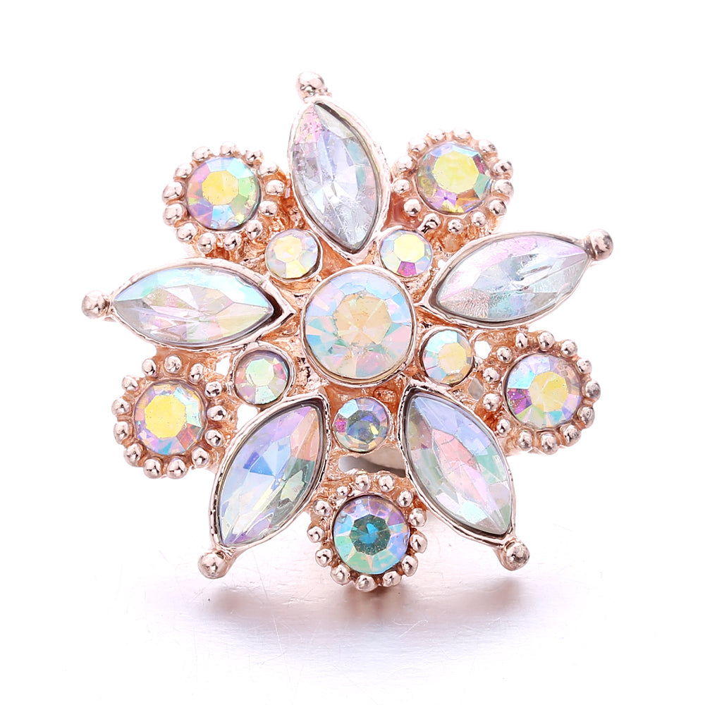 Shiny Rhinestone Inlaid 18mm Snap Button Charm Zinc Alloy Charms