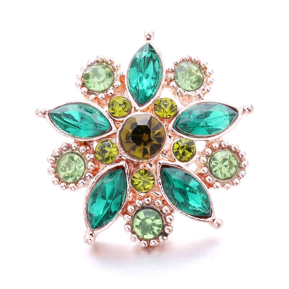 18mm Emerald Green Rhinestone Snap Button Charm | Interchangeable Charm for Bracelet & Necklace