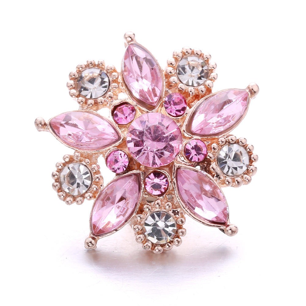 Vintage Pink Rhinestone 18mm Snap Charm | Retro Interchangeable Jewelry Charm