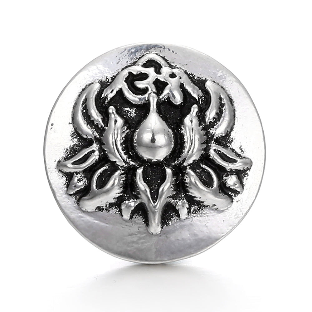 18mm Alloy Engraved Snap Charms Animal Floral and Sentimental Motifs