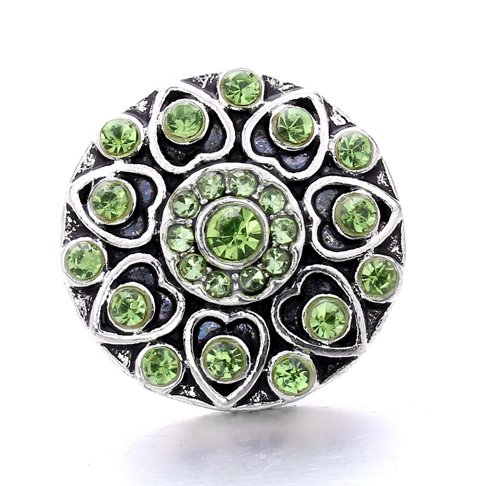 18mm Emerald Green Rhinestone Snap Button Charm | Interchangeable Charm for Bracelet & Necklace