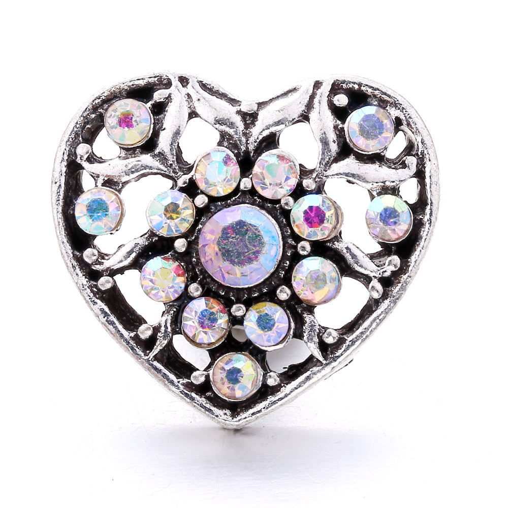 Shiny Rhinestone Inlaid 18mm Snap Button Charm Zinc Alloy Charms