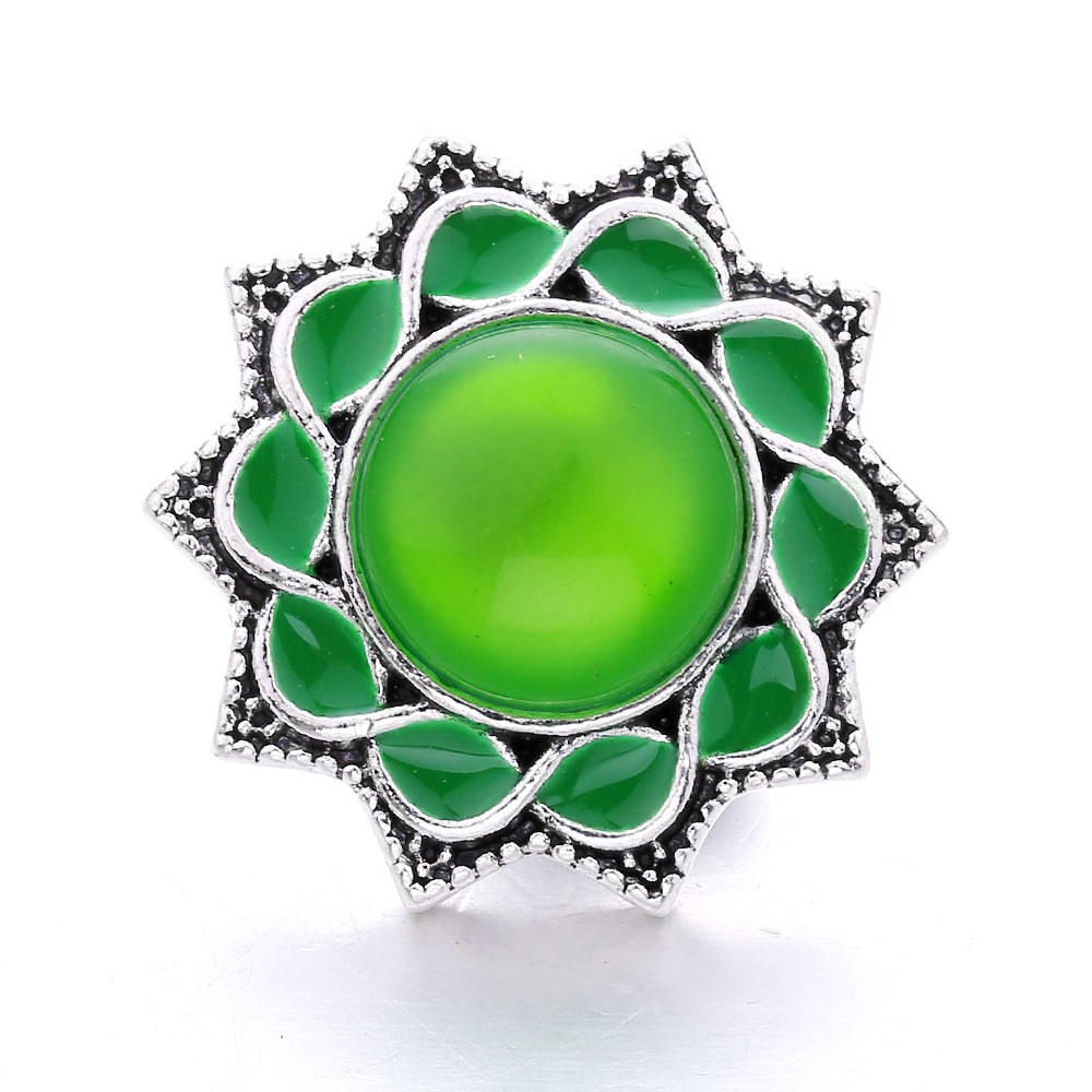 18mm Emerald Green Rhinestone Snap Button Charm | Interchangeable Charm for Bracelet & Necklace