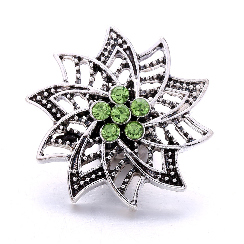18mm Emerald Green Rhinestone Snap Button Charm | Interchangeable Charm for Bracelet & Necklace