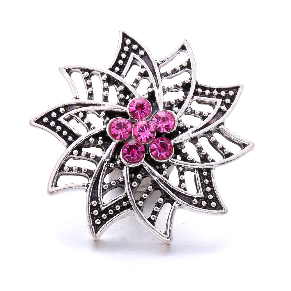 18mm Pink Rhinestone Snap Charm | Interchangeable Crystal Jewelry Charm