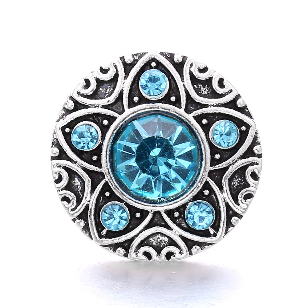 18mm Blue Rhinestone Interchangeable Snap Charm | Snap Jewelry