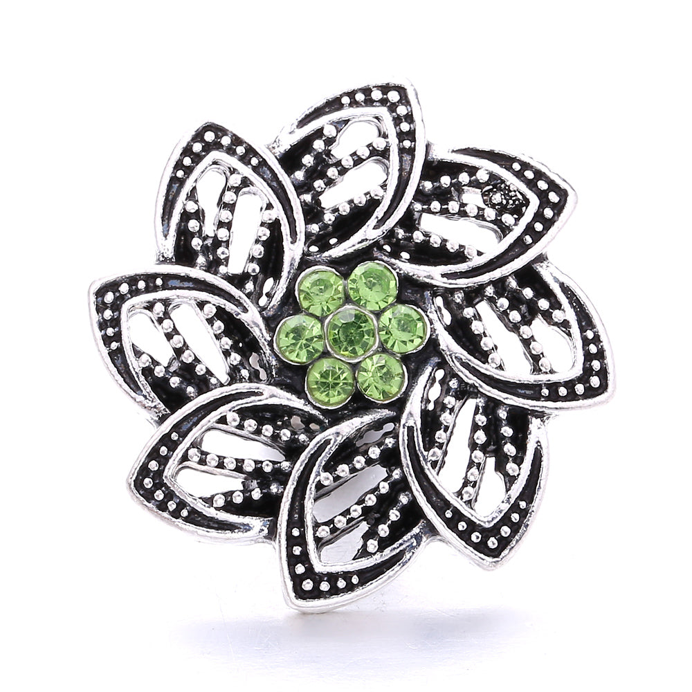 18mm Emerald Green Rhinestone Snap Button Charm | Interchangeable Charm for Bracelet & Necklace
