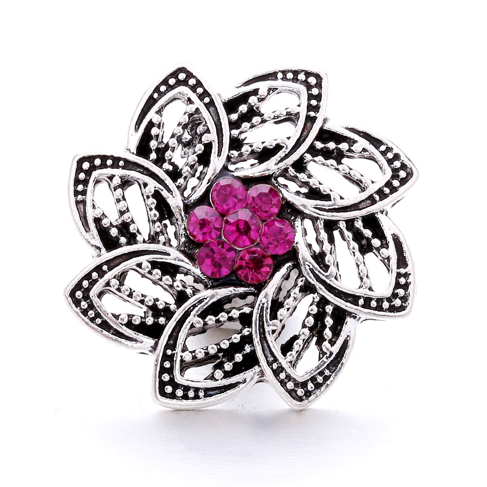 18mm Pink Crystal Snap Charm | Replaceable Rhinestone Charm Collection