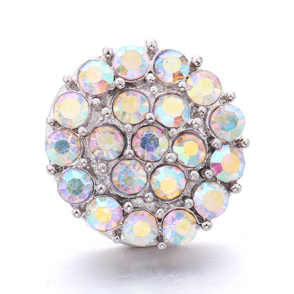 Shiny Rhinestone Inlaid 18mm Snap Button Charm Zinc Alloy Charms