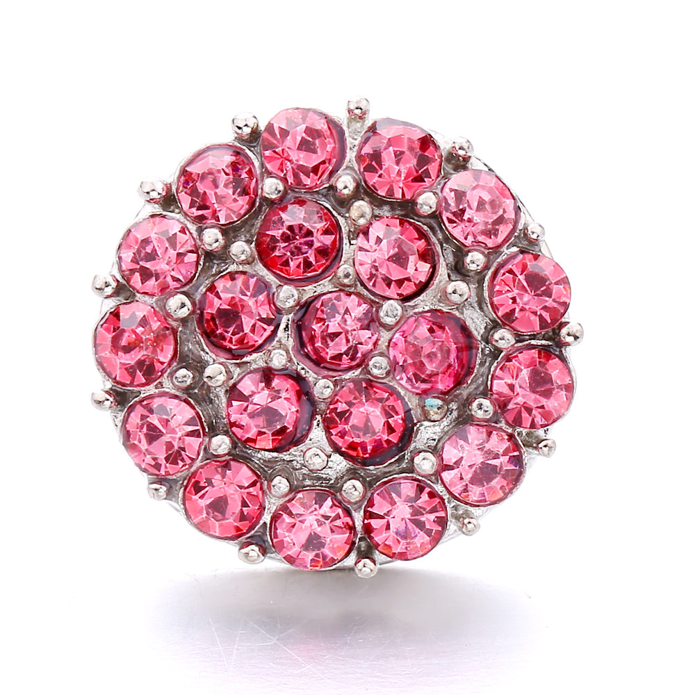 Vintage Pink Rhinestone 18mm Snap Charm | Retro Interchangeable Jewelry Charm