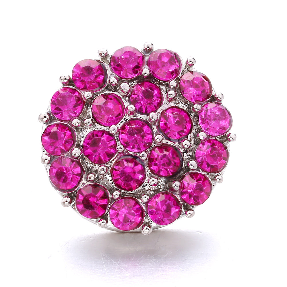 18mm Pink Crystal Snap Charm | Replaceable Rhinestone Charm Collection