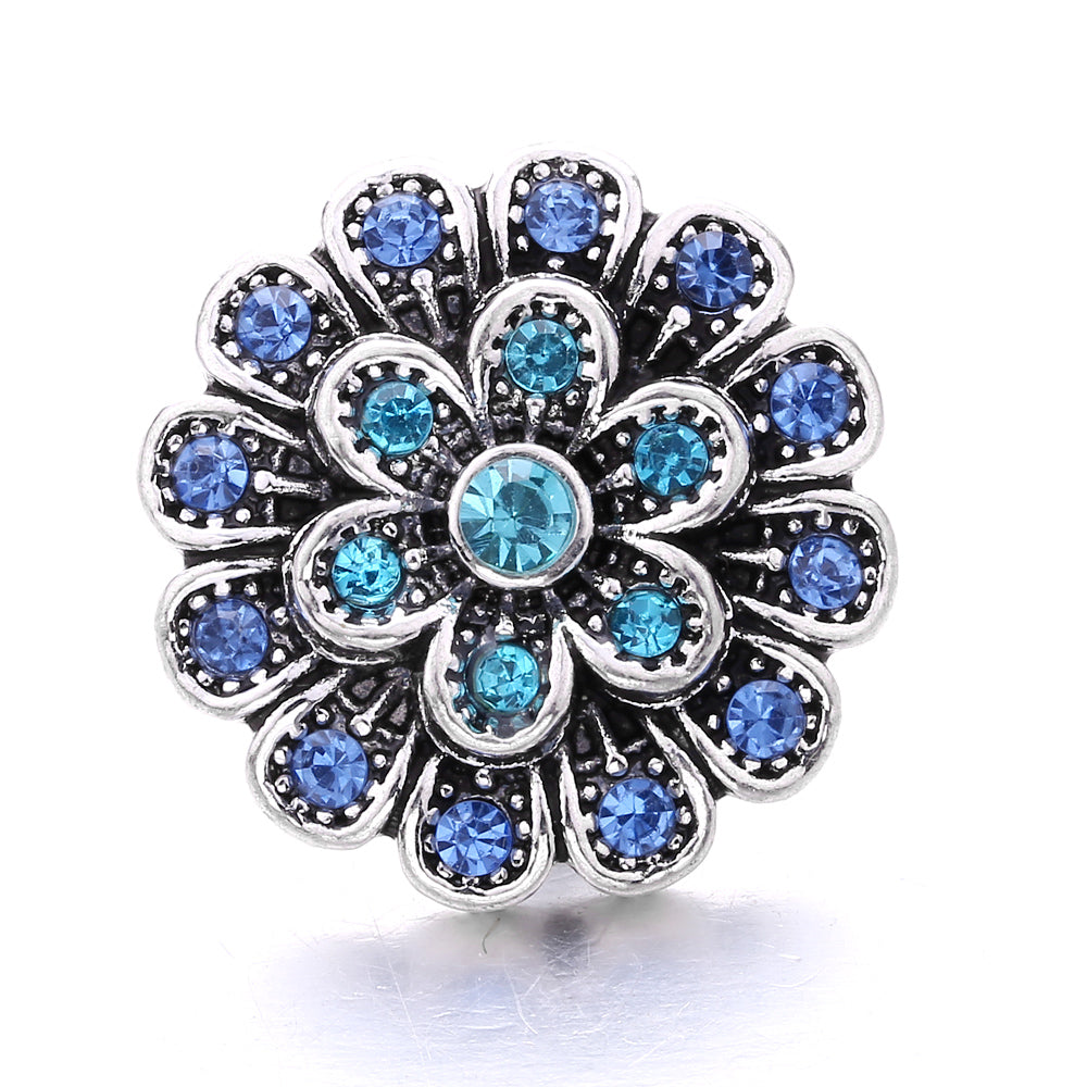 18mm Blue Rhinestone Interchangeable Snap Charm | Snap Jewelry