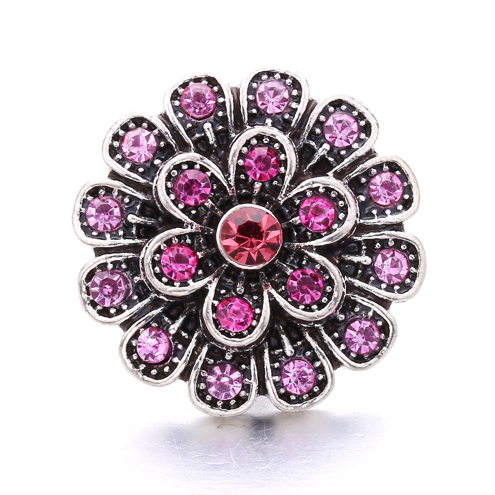 18mm Pink Crystal Snap Charm | Replaceable Rhinestone Charm Collection