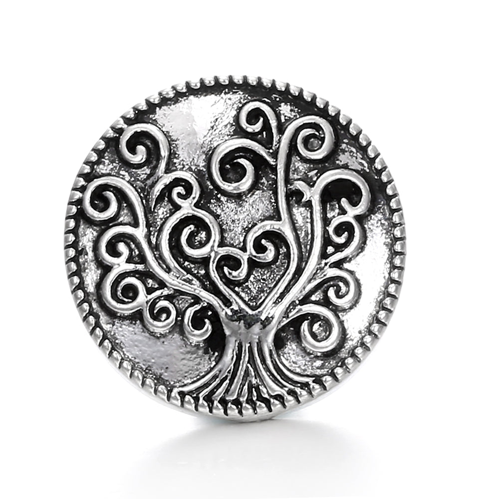 18mm Alloy Engraved Snap Charms Animal Floral and Sentimental Motifs