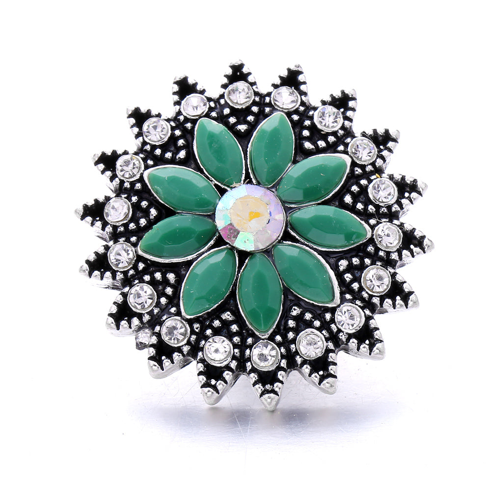 18mm Emerald Green Rhinestone Snap Button Charm | Interchangeable Charm for Bracelet & Necklace