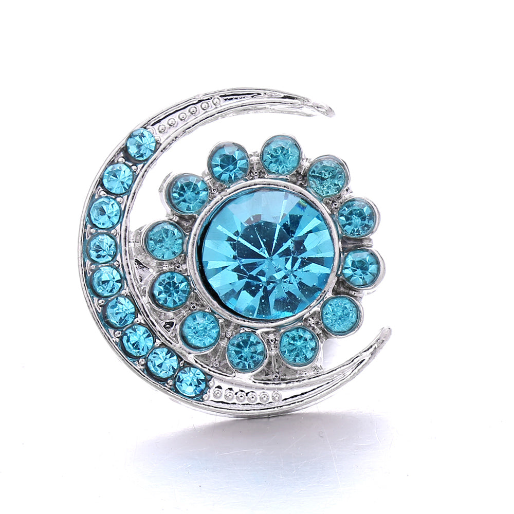 18mm Blue Rhinestone Interchangeable Snap Charm | Snap Jewelry