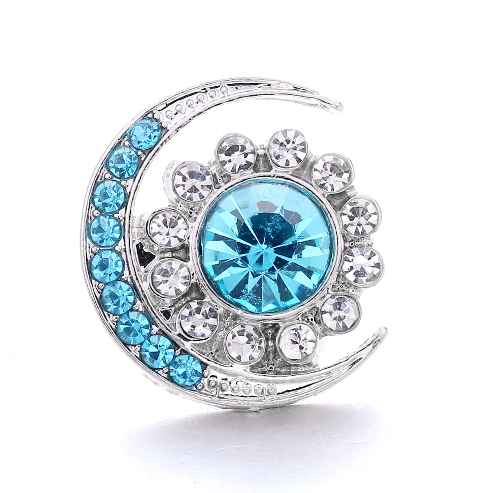 18mm Blue Rhinestone Interchangeable Snap Charm | Snap Jewelry
