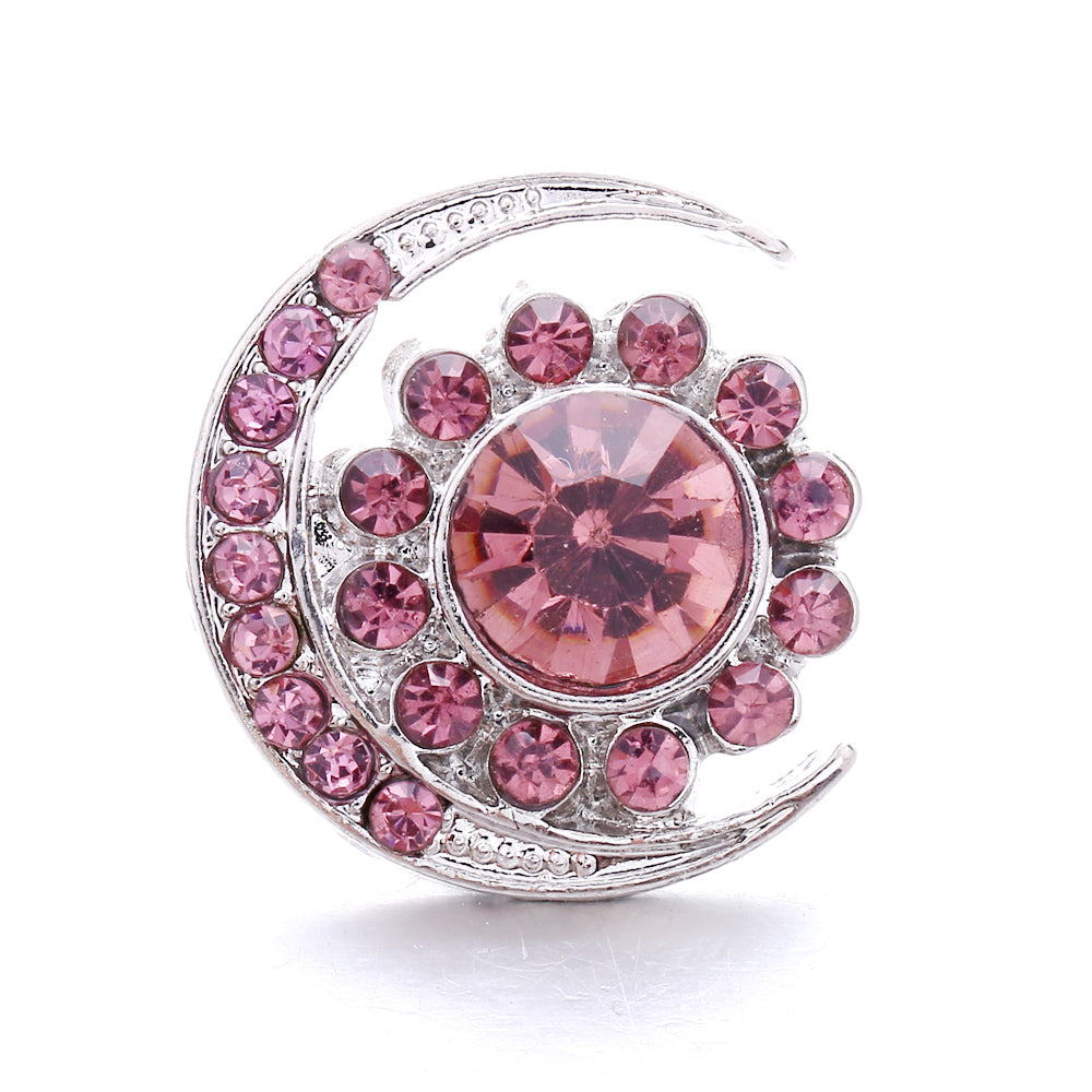 Vintage Pink Rhinestone 18mm Snap Charm | Retro Interchangeable Jewelry Charm