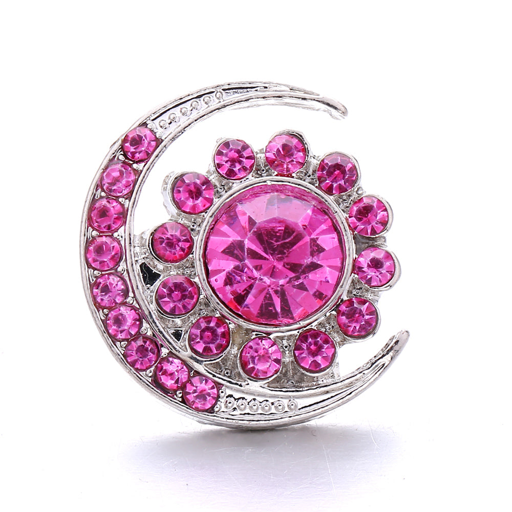 18mm Pink Crystal Snap Charm | Replaceable Rhinestone Charm Collection