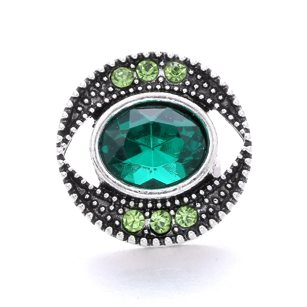 18mm Emerald Green Rhinestone Snap Button Charm | Interchangeable Charm for Bracelet & Necklace