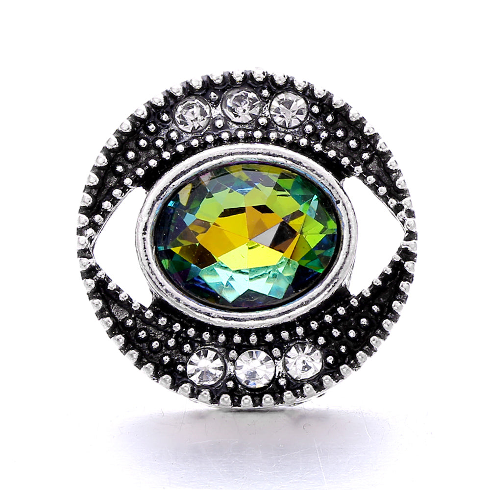 18mm Emerald Green Rhinestone Snap Button Charm | Interchangeable Charm for Bracelet & Necklace