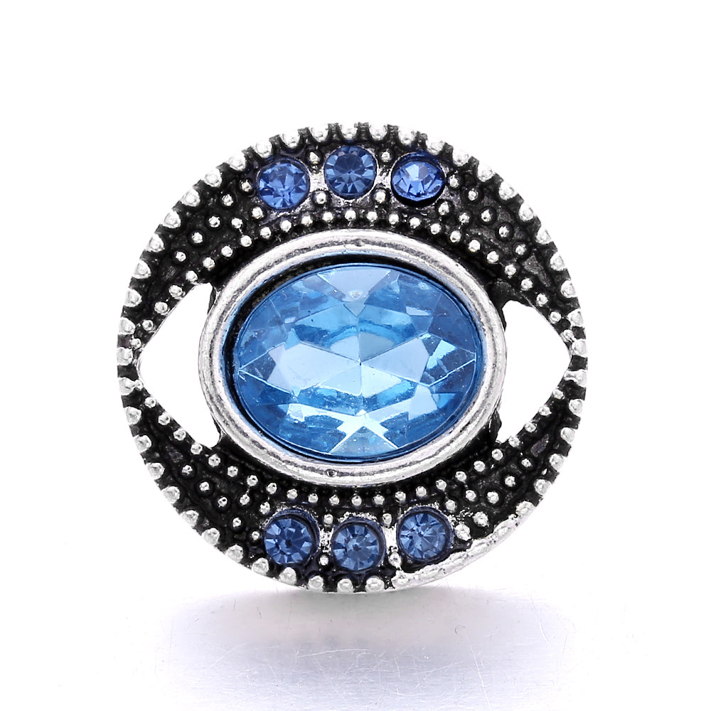 18mm Blue Rhinestone Interchangeable Snap Charm | Snap Jewelry